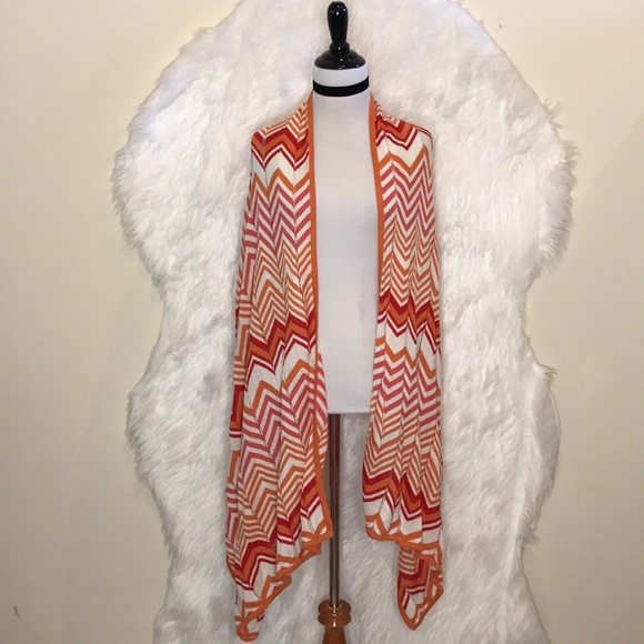 BcbgMaxazria Azalea Red Combo Chevron Cardigan - Picture 2 of 8